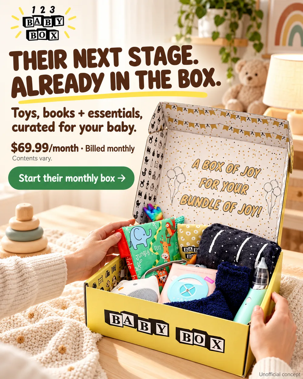 Concept static ad for 123 Baby Box
