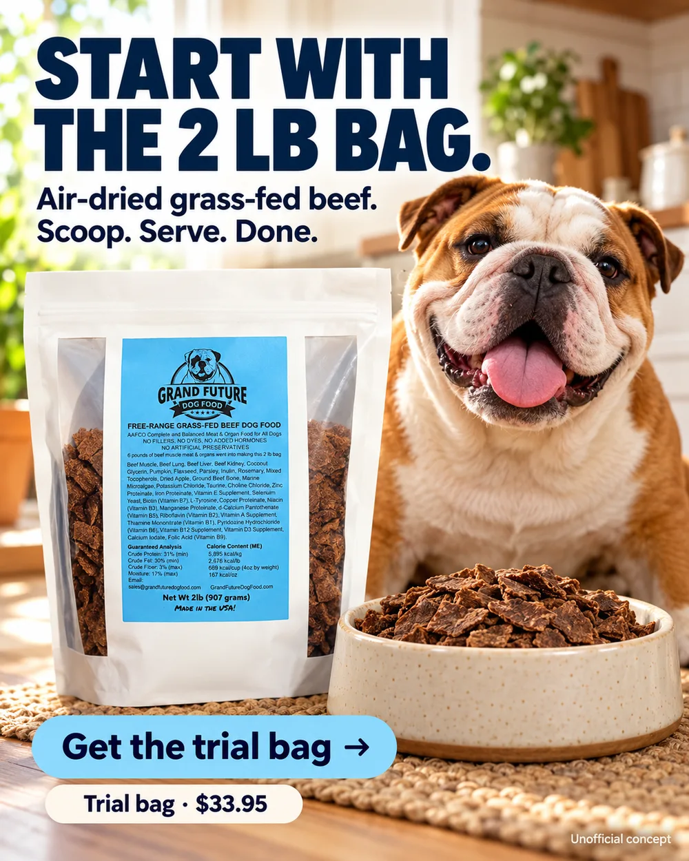 Grand Future concept ad: Start with the 2 lb bag.