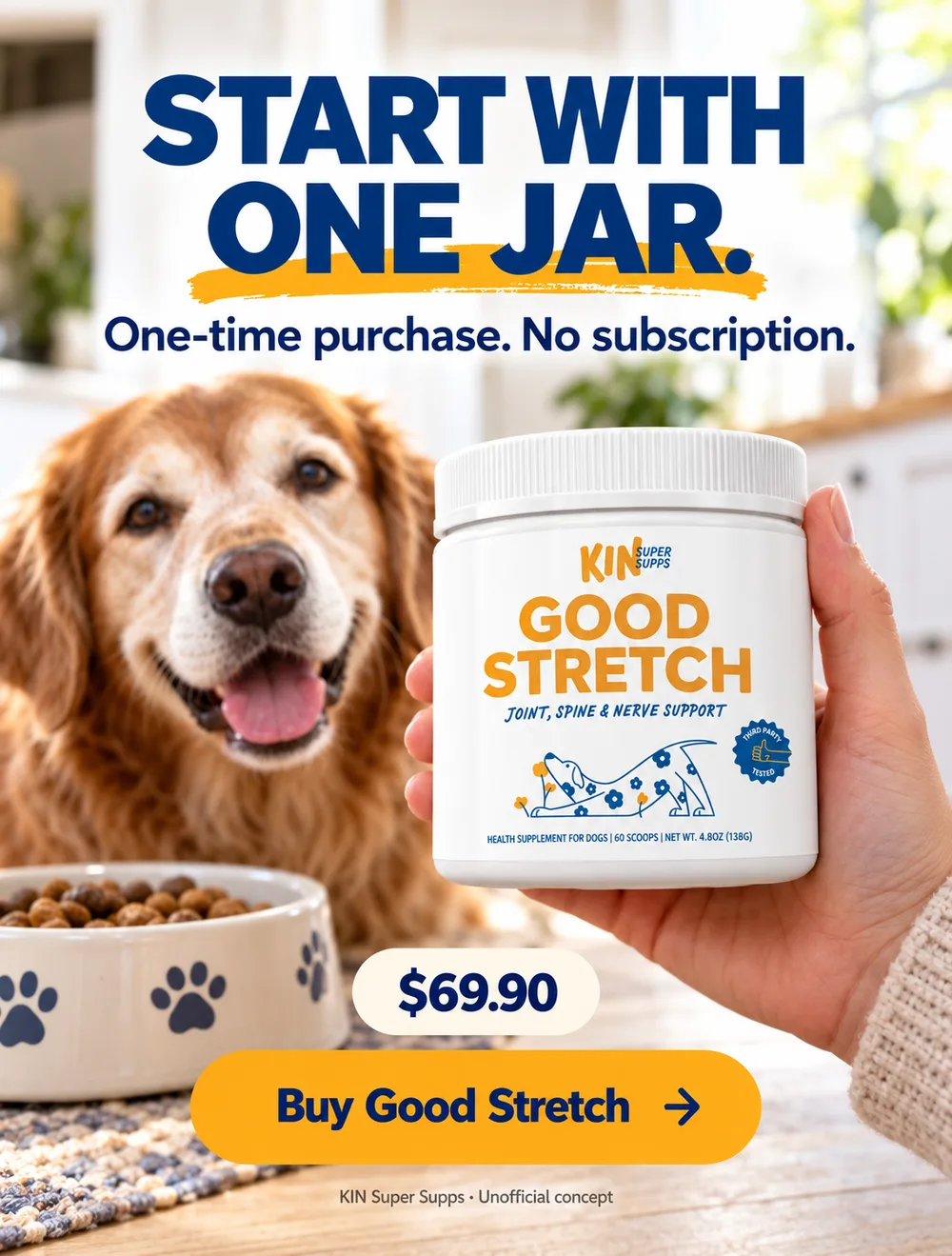Concept static ad for KIN Super Supps