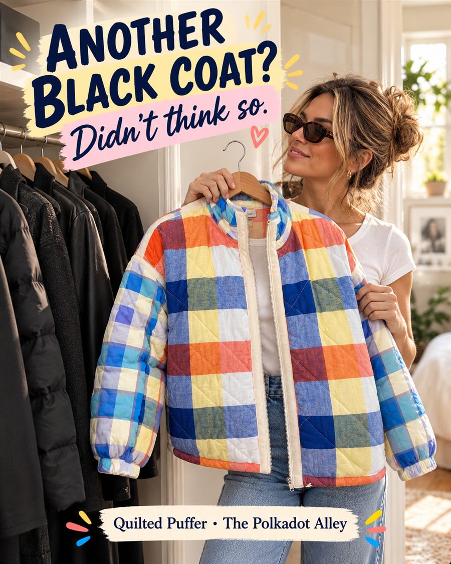 Polkadot Alley concept ad: Another black coat? Didn’t think so.