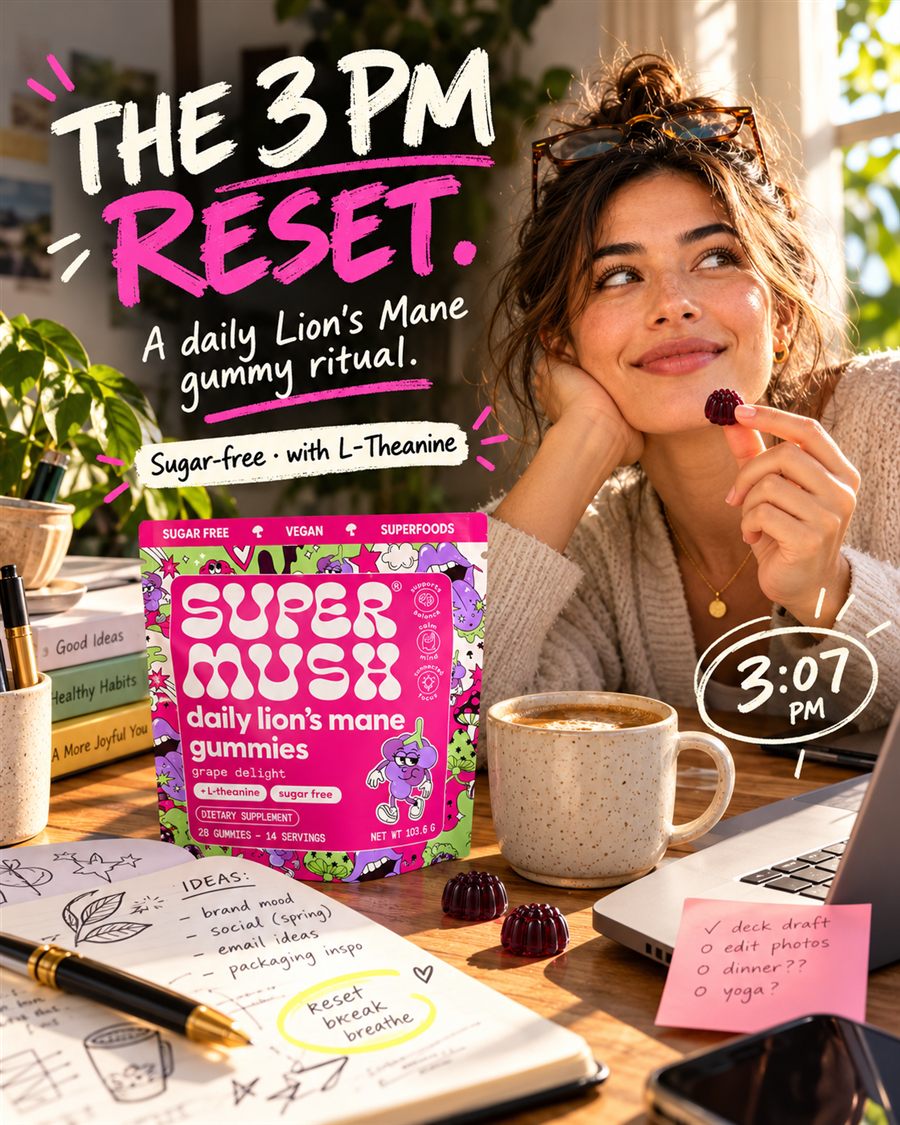 SuperMush concept ad: The 3 PM reset.